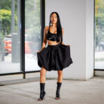 Top - Bustiera din tafta, negru - imagine 2