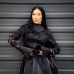 Camasa cambrata din poplin negru, cu panglici personalizate IUnique - imagine 2