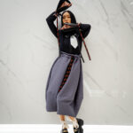 Pantaloni Ballonique din Kapitone fin cu aspect matlasat, Gri - imagine 8