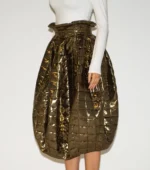 Fusta Lalea din kapitone fin cu aspect matlasat, Auriu - imagine 6