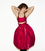 Fusta Lalea cu clini din tafta, Fucsia