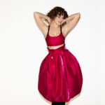 Top - Bustiera din tafta, Fucsia - imagine 7