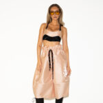 Top - Bustiera din tafta, negru cu bej - imagine 7