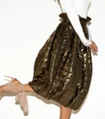 Fusta Lalea din kapitone fin cu aspect matlasat, Auriu - imagine 7