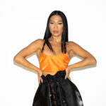Top - Bustiera din tafta, portocaliu