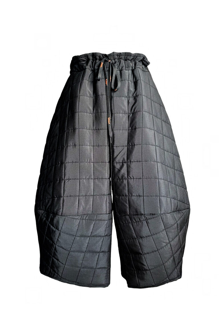 Pantaloni Ballonique din Kapitone fin cu aspect matlasat, Negru photo review