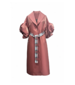 Pardesiu rose din Tafta de Lux si Maneci cu Volum