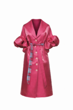 Pardesiu rose din Tafta de Lux si Maneci cu Volum - imagine 13