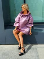 Rochia - Bluza - Electra din tafta clasica, Roz/Pastel - imagine 2