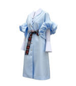 Pardesiu bleu din Tafta de Lux si Maneci cu Volum