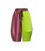 Pantaloni Ballon Contrast, Maro cu Verde Olive