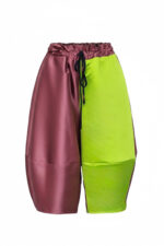 Pantaloni Ballon Contrast, Maro cu Verde Olive - imagine 3