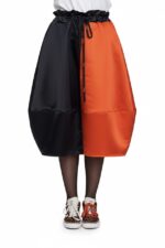 Pantaloni Ballon Contrast, Negru cu Portocaliu - imagine 4