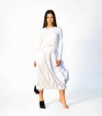 Fusta Flexi, cu snur reglabil la tiv, Alb