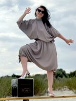 Fusta-pantalon pirat 3/4, vascoza, Gri - imagine 2