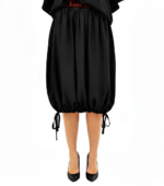 Fusta-pantalon pirat 3/4, poplin, Negru