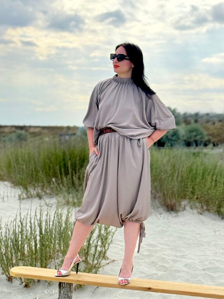 Fusta-pantalon pirat 3/4, vascoza, Gri photo review