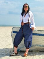 Pantalon pirat 3/4, denim, albastru - imagine 3