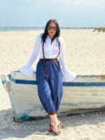 Pantalon pirat 3/4, denim, albastru - imagine 10