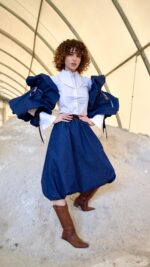 Fusta-pantalon pirat 3/4, denim, Albastru - imagine 2