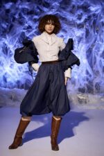 Fusta-pantalon pirat 3/4, denim, Albastru - imagine 5