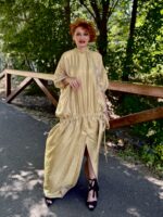 Rochie kimono, organza, Auriu - imagine 2