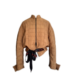 Jacheta scurta cu aspect matlasat si cordon, Bej