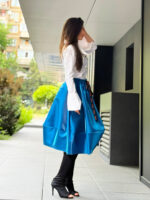 Fusta Ballon din tafta de lux, Albastru - imagine 2