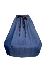 Fusta Ballon din denim, Albastru - imagine 3