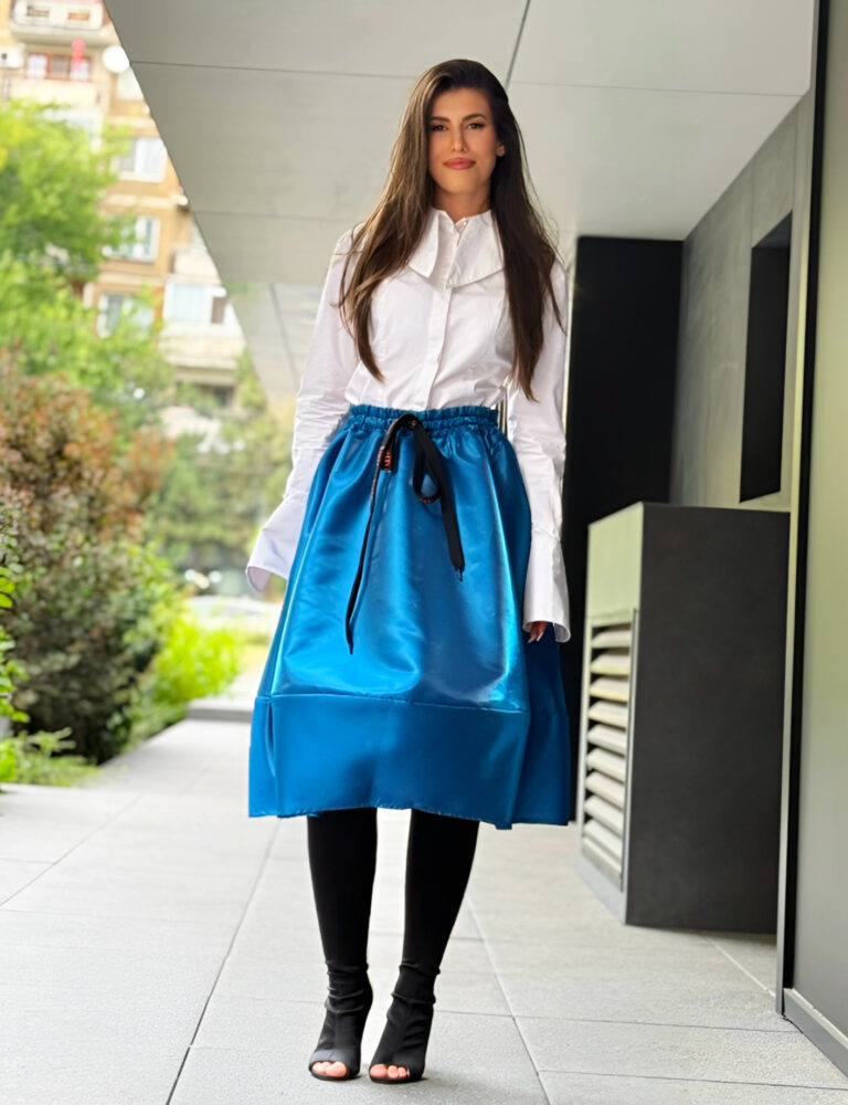 Fusta Ballon din tafta de lux, Albastru photo review