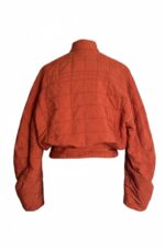 Jacheta scurta cu aspect matlasat si cordon, Caramiziu - imagine 4