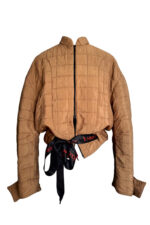 Jacheta scurta cu aspect matlasat si cordon, Bej - imagine 5