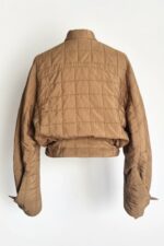 Jacheta scurta cu aspect matlasat si cordon, Bej - imagine 4