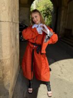 Jacheta scurta cu aspect matlasat si cordon, Caramiziu - imagine 16