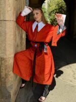 Jacheta scurta cu aspect matlasat si cordon, Caramiziu - imagine 13