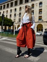 Pantaloni Ballonique din Kapitone fin cu aspect matlasat, Caramiziu - imagine 8