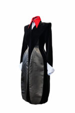 Palton catifea cu tafta de lux si design sofisticat, Negru - imagine 8