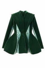 Sacou sculptural, Verde - imagine 6