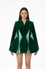 Sacou sculptural, Verde - imagine 3