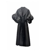 Pardesiu negru din Tafta de Lux si Maneci cu Volum