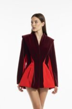 Sacou sculptural, Visiniu cu Rosu - imagine 4