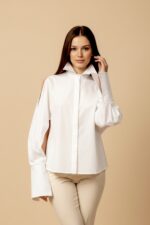 Camasa Kimono, poplin, Alb - imagine 9