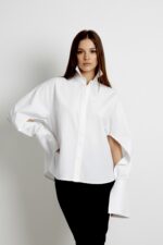 Camasa Kimono, poplin, Alb - imagine 2