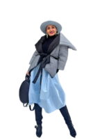 Fusta Ballon din tafta de lux, bleu - imagine 3