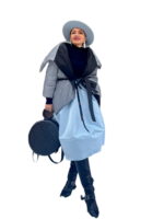 Fusta Ballon din tafta de lux, bleu - imagine 6