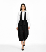 Set pantaloni si cravata, Autoritate Moderna, Stofa, Negru cu dungi albe