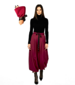 Set pantaloni si mansete, Volum cu Atitudine, Stofa, Visiniu