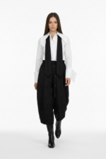 Set pantaloni si cravata, Autoritate Moderna, Stofa, Negru cu dungi albe - imagine 9