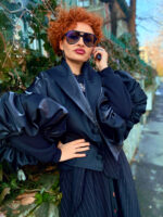 Jacheta Adams cu maneci voluminoase, Negru - imagine 12