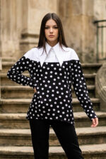 Camasa oversize, Buline si Guler Alb - imagine 4